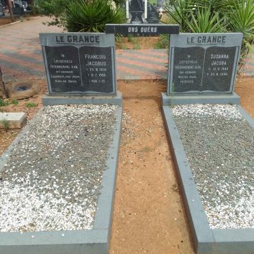 GRANGE Francois Jacobus, le 1935-1990 &amp; Susanna Jacoba 1940-2006