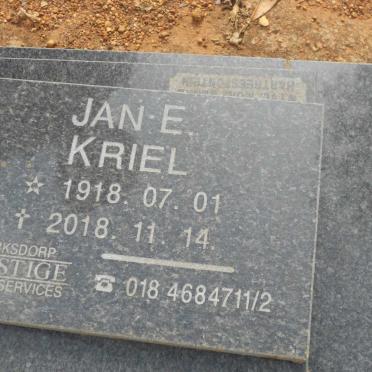 KRIEL Jan E. 1918-2018