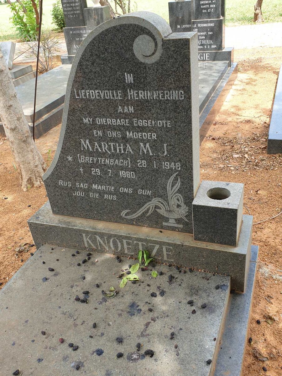 KNOETZE Martha M.J. nee BREYTENBACH 1948-1980