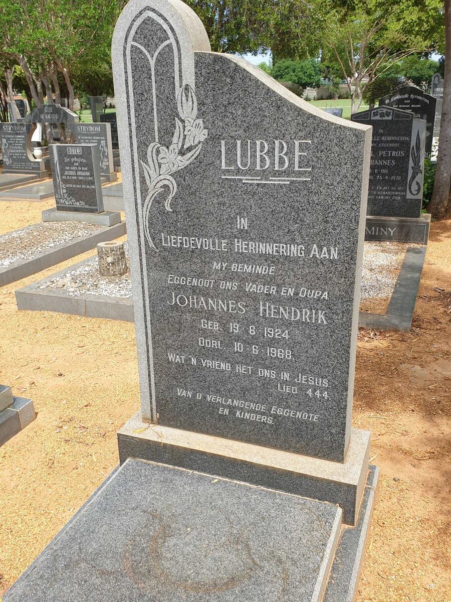 LUBBE Johannes Hendrik 1924-1968