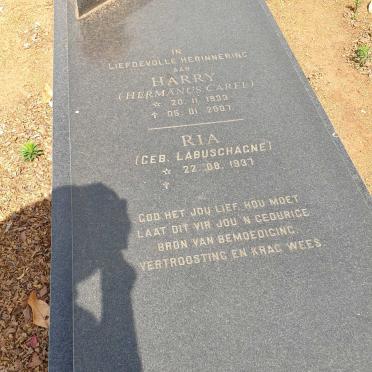 LUBBE Hermanus Carel 1933-2007 &amp; Ria LABUSCHAGNE 1937-