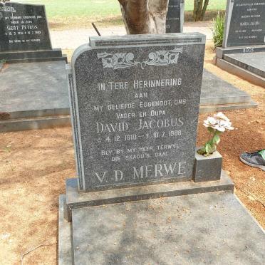 MERWE David Jacobus, v.d. 1910-1988