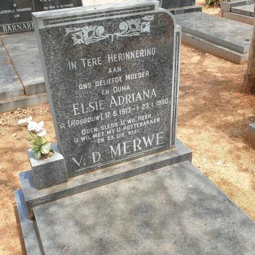 MERWE Elsie Adriana, v.d. nee ROSSOUW 1913-1990