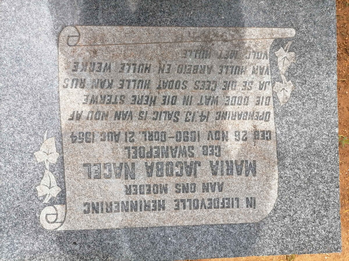 NAGEL Maria Jacoba nee SWANEPOEL 1890-1954