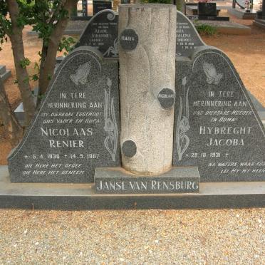 RENSBURG Nicolaas Renier, Janse van 1930-1987 &amp; Hybreght Jacoba 1931-
