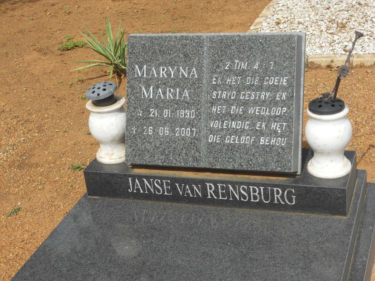 RENSBURG Maryna Maria, Janse van 1930-2007