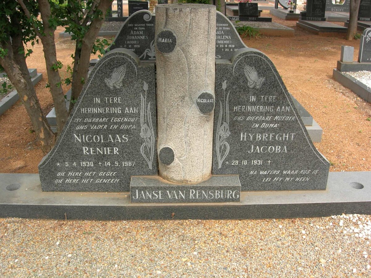 RENSBURG Nicolaas Renier, Janse van 1930-1987 &amp; Hybreght Jacoba 1931-