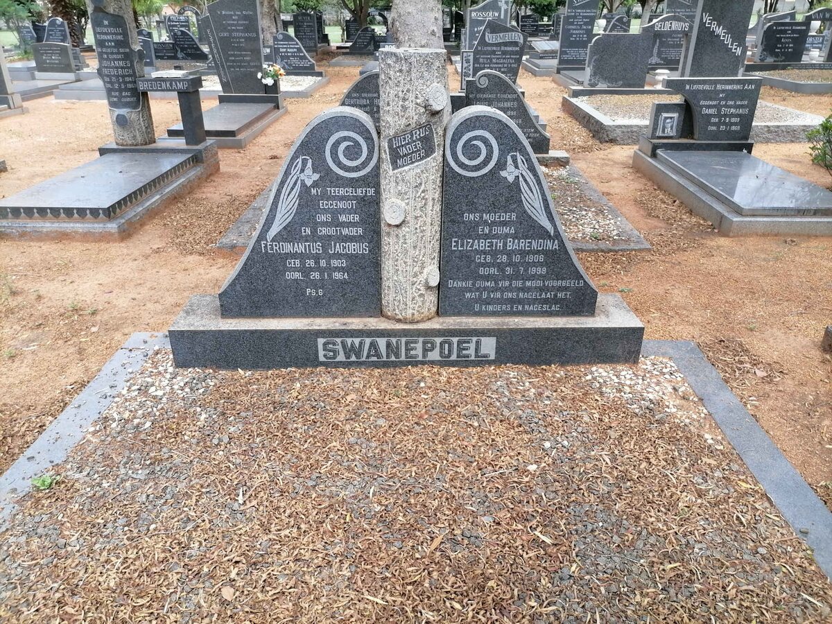 SWANEPOEL Ferdinantus Jacobus 1903-1964 &amp; Elizabeth Barendina 1906-1999