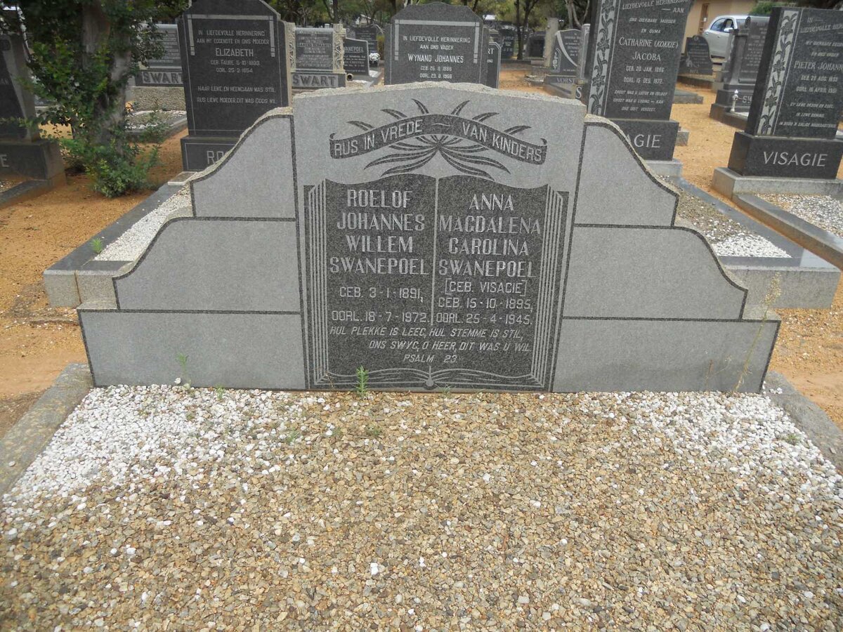 SWANEPOEL Roelof Johannes Willem 1891-1972 &amp; Anna Magdalena VISAGIE 1895-1945