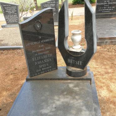 SPIES Elizabeth Johanna nee ROSSOUW 1928-2001