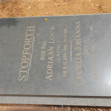 STOPFORTH Adriaan Louw 1920-1995 &amp; Cecelia Johanna 1920-1997
