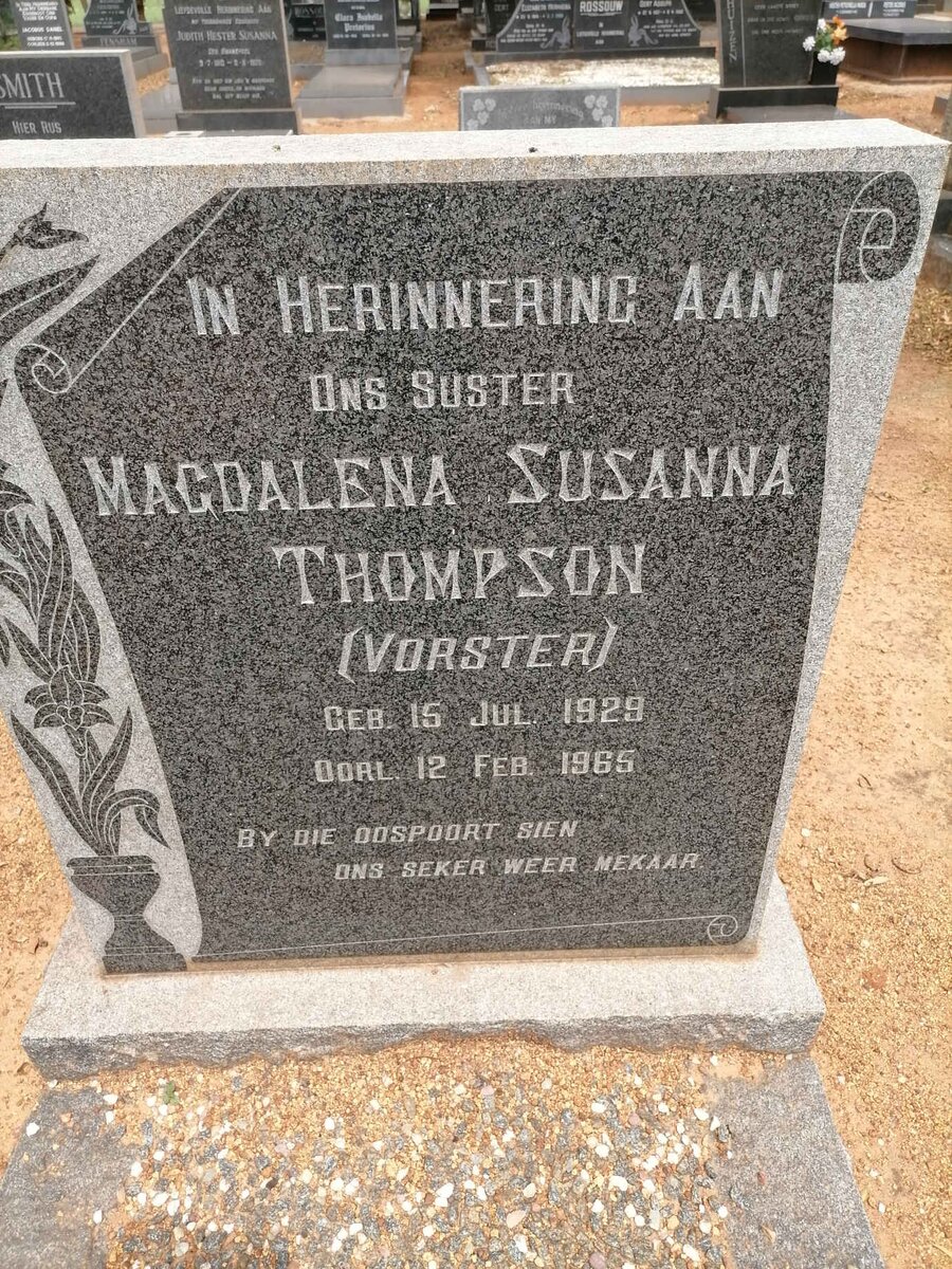 THOMPSON Magdalena Susanna nee VORSTER 1929-1965