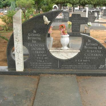 VISAGIE Francois Jacobus 1936-1997 &amp; Susanna Catharina 1940-