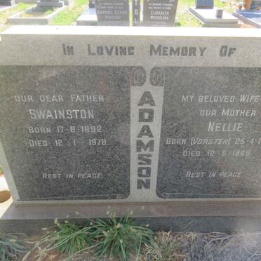 ADAMSON Swainston 1892-1978 &amp; Nellie VORSTER 1885-1969
