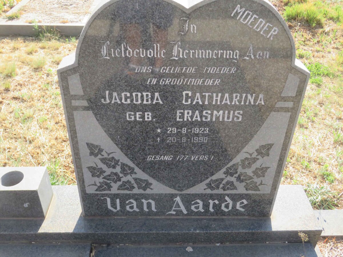 AARDE Jacoba Catharina, van nee ERASMUS 1923-1990