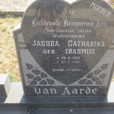 AARDE Jacobus Frederik Daniel, van 1910-1988 &amp; Jacoba Catharina ERASMUS 1923-1990