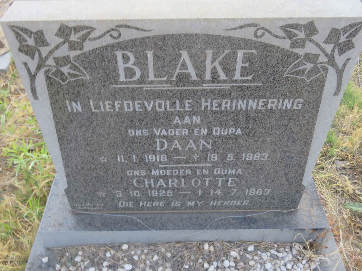 BLAKE Daan 1918-1983 &amp; Charlotte 1925-1983