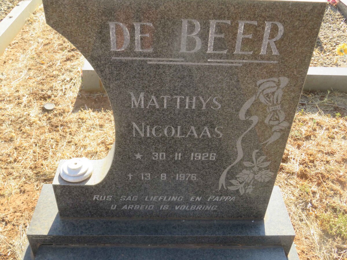 BEER Matthys Nicolaas, de 1926-1976
