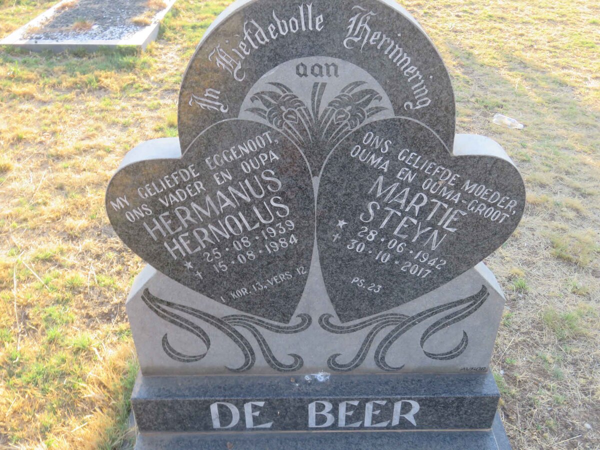 BEER Hermanus Hernolus, de 1939-1984 &amp; Martie Steyn 1942-2017