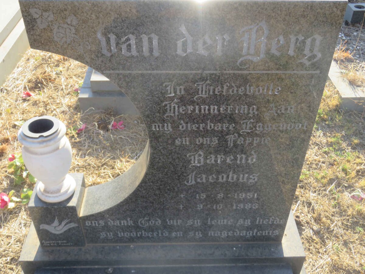 BERG Barend Jacobus, van der 1951-1983