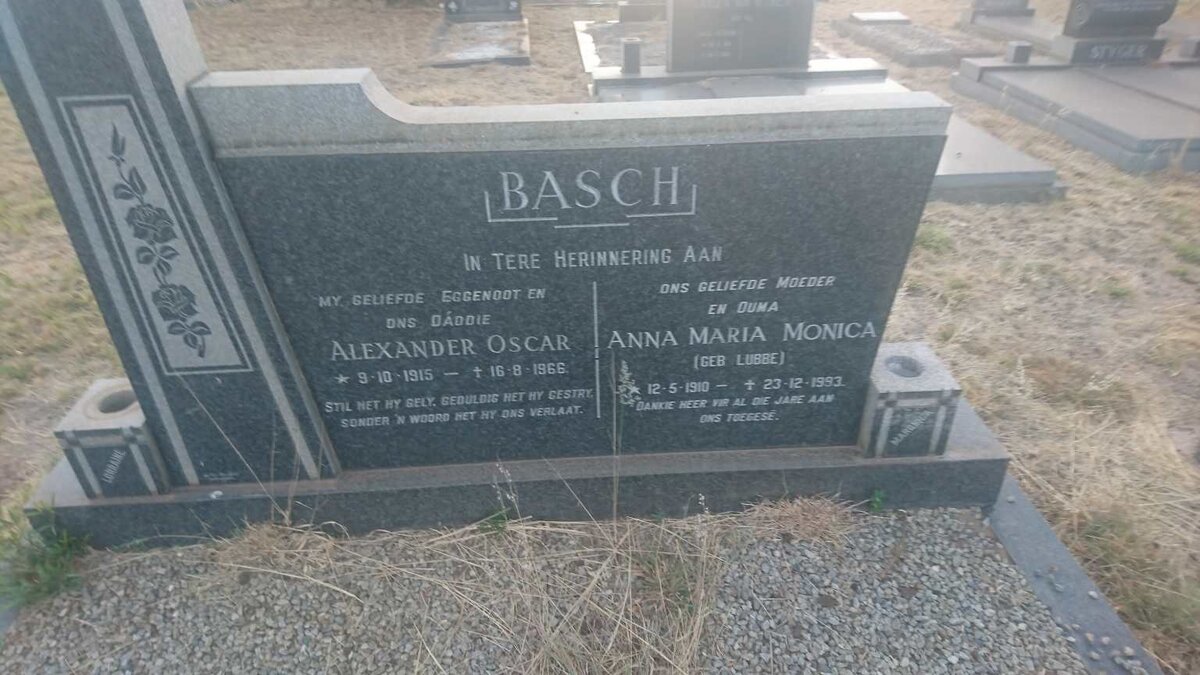 BASCH Alexander Oscar 1915-1966 &amp; Anna Maria Monica LUBBE 1910-1993