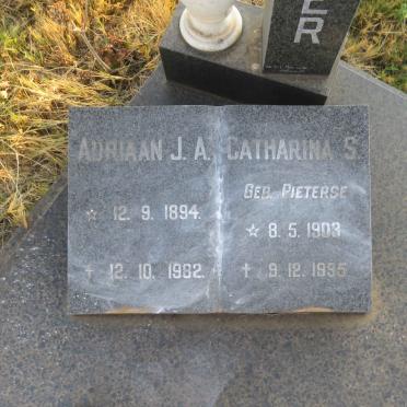 BEER Adriaan J.A., de 1894-1982 &amp; Catharina S. PIETERSE 1903-1995