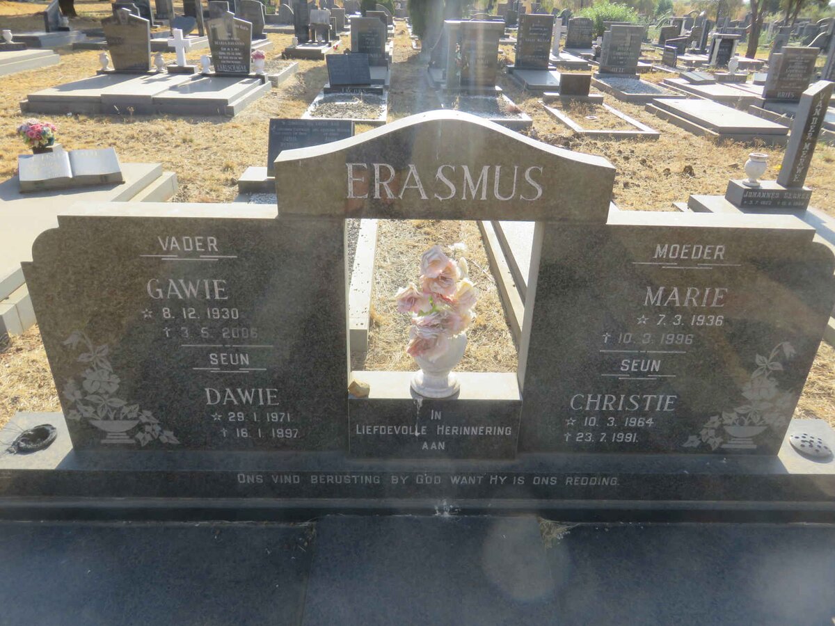 ERASMUS Gawie 1930-2006 &amp; Marie 1936-1996 :: ERASMUS Christie 1964-1991 :: ERASMUS Dawie 1971-1997