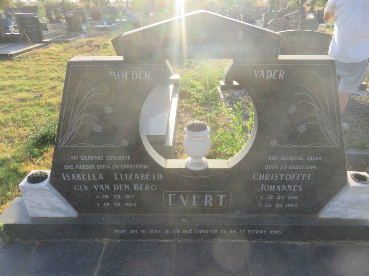 EVERT Christoffel Johannes 1916-1992 &amp; Isabella Elizabeth VAN DEN BERG 1917-1984