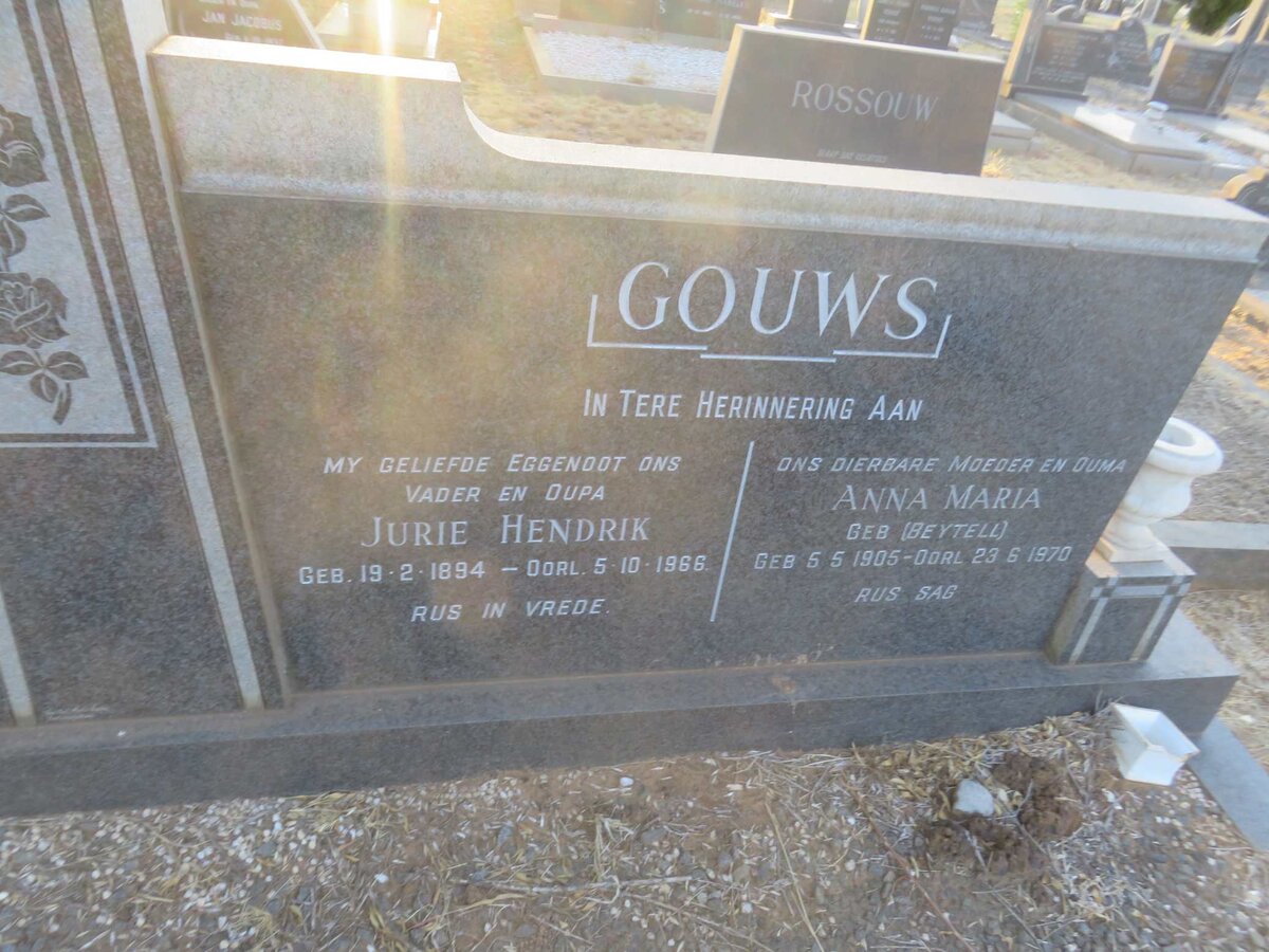 GOUWS Jurie Hendrik 1894-1966 &amp; Anna Maria BEYTELL 1905-1970