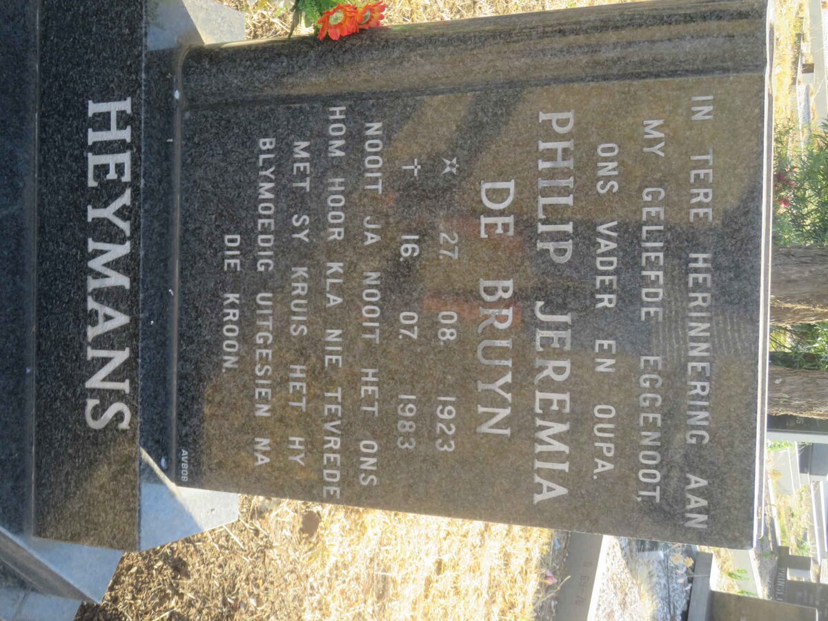 HEYMANS Philip Jeremia De Bruyn 1923-1983
