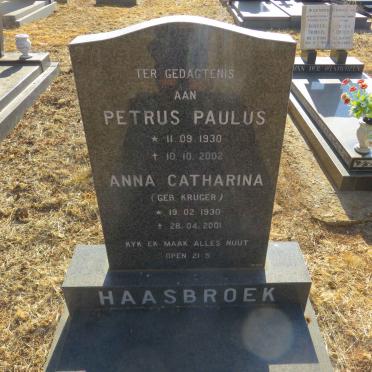 HAASBROEK Petrus Paulus 1930-2002 &amp; Anna Catharina KRUGER 1930-2001