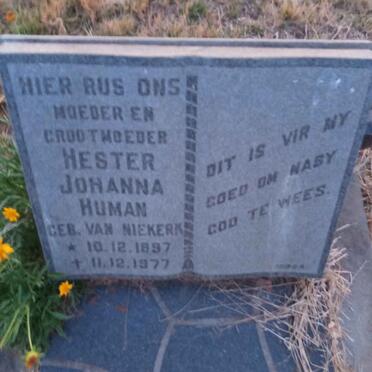 HUMAN Hester Johanna nee VAN NIEKERK 1897-1977