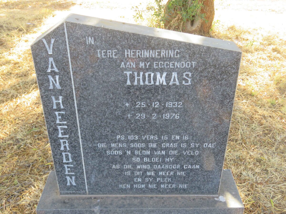 HEERDEN Thomas, van 1932-1976