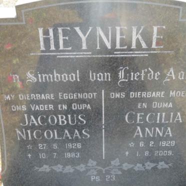 HEYNEKE Jacobus Nicolaas 1926-1983 &amp; Cecilia Anna 1929-2009