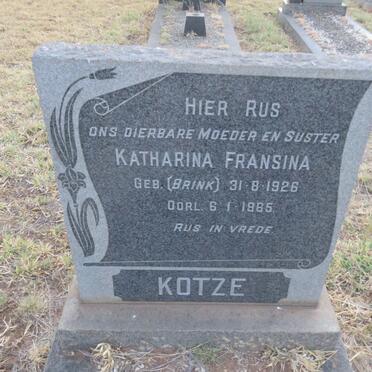 KOTZE Katharina Fransina nee BRINK 1926-1965