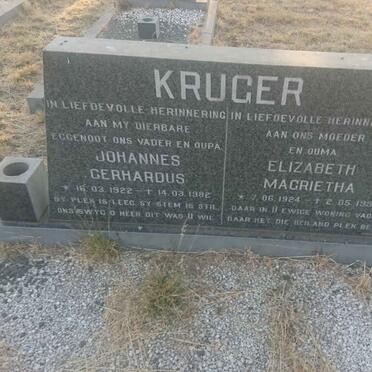 KRUGER Johannes Gerhardus 1922-1982 &amp; Elizabeth Magrietha 1924-1998