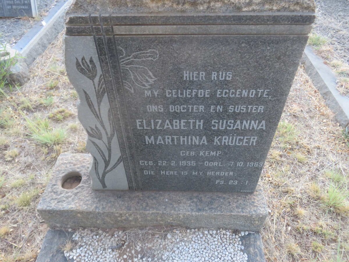 KRUGER Elizabeth Susanna Marthina nee KEMP 1935-1963