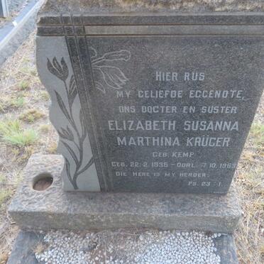 KRUGER Elizabeth Susanna Marthina nee KEMP 1935-1963
