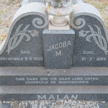 MALAN Jacoba M. nee GRYNEWALD 1900-1964
