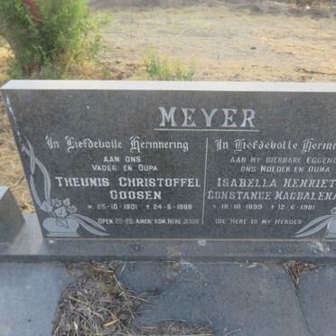 MEYER Theunis Christoffel Goosen 1901-1998 &amp; Isabella Marietta Constance Magdalena 1899-1981