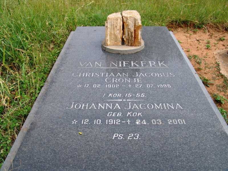 NIEKERK Christiaan Jacobus Cronje, van 1902-1995 &amp; Johanna Jacomina KOK 1912-2001