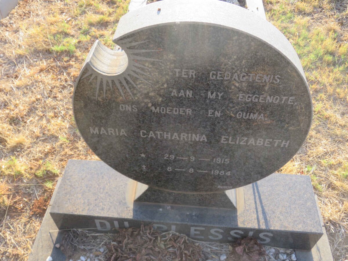 PLESSIS Maria Catharina Elizabeth, du 1915-1984