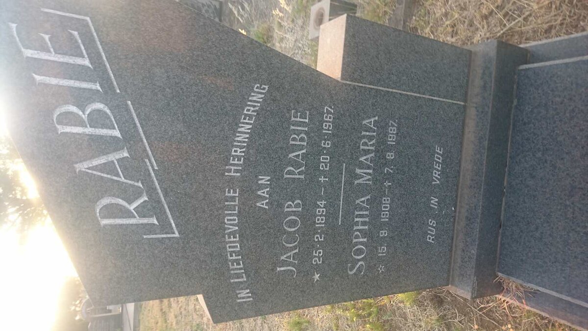 RABIE Jacob 1894-1967 &amp; Sophia Maria 1908-1987