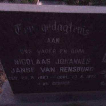 RENSBURG Nicolaas Johannes, Janse van 1907-1977
