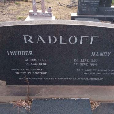 RADLOFF Theodor 1893-1970 &amp; Nancy 1893-1994