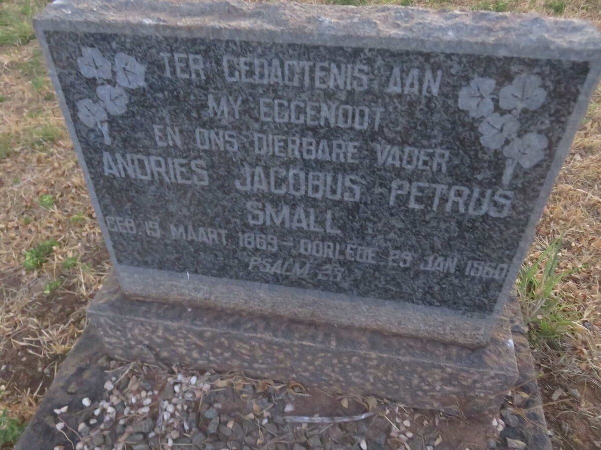 SMALL Andries Jacobus Petrus 1869-1960
