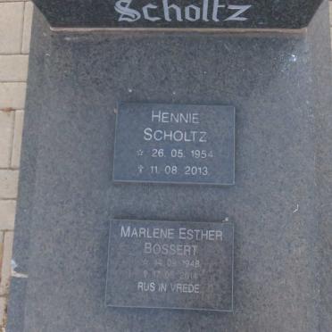 SCHOLTZ Hennie 1954-2013 :: BOSSERT Marlene Esther 1948-2014