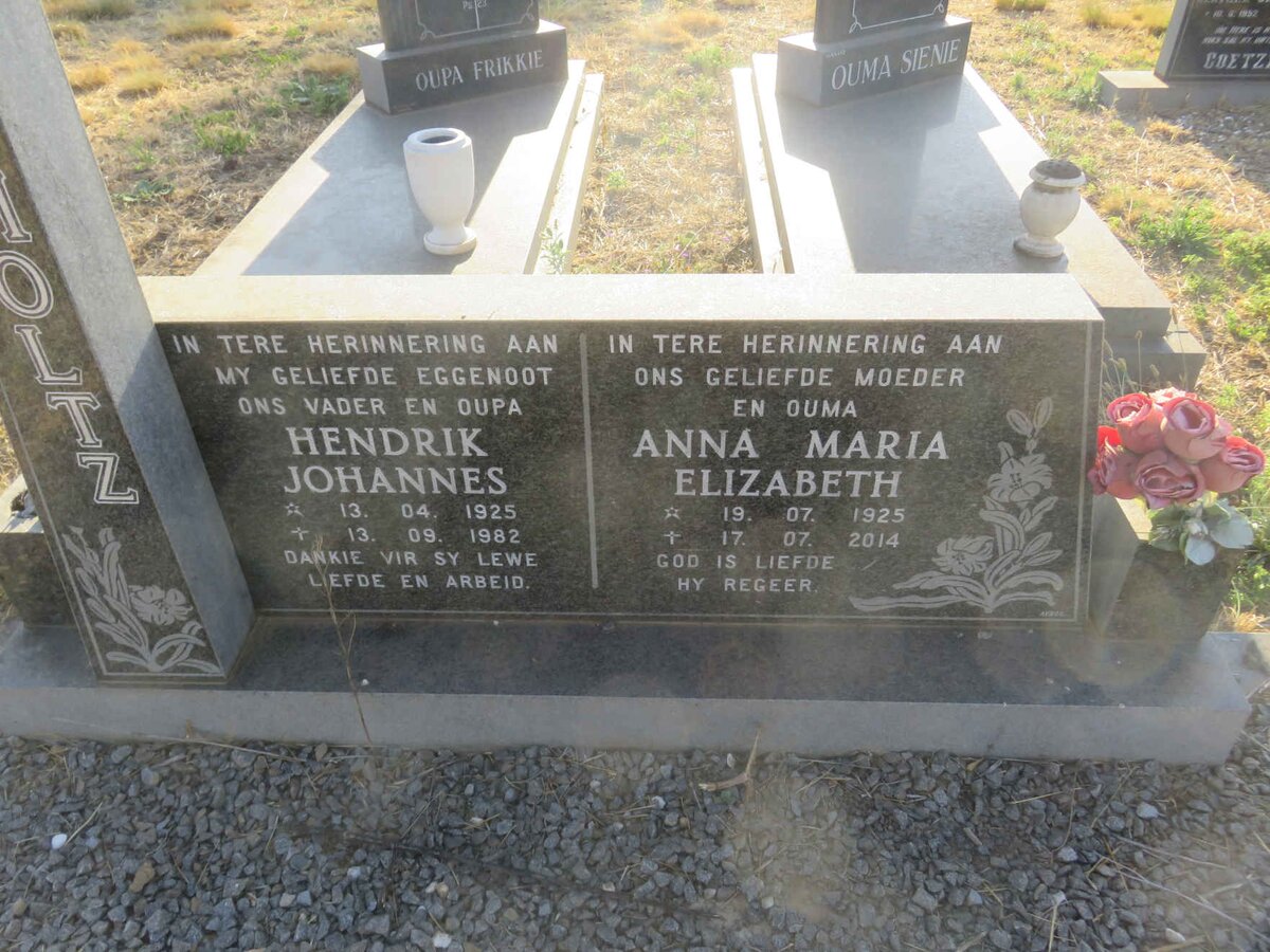 SCHOLTZ Hendrik Johannes 1925-1982 &amp; Anna Maria Elizabeth 1925-2014