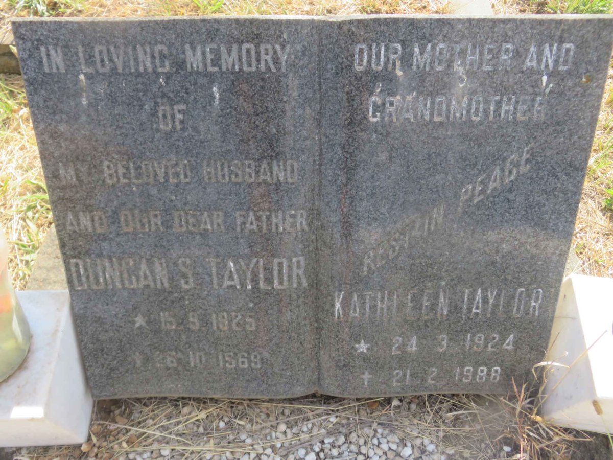 TAYLOR Duncan S. 1925-1969 &amp; Kathleen 1924-1988
