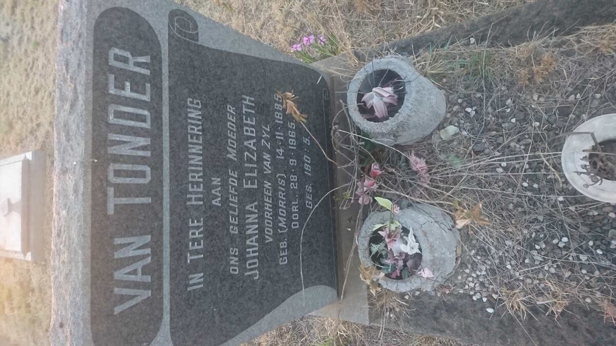 TONDER Johanna Elizabeth, van voorheen VAN ZYL nee MORRIS 1885-1965